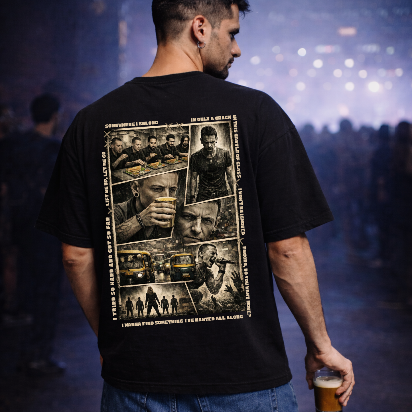 Linkin Park Bangalore Concert Oversized T-Shirt | Absolutely Nothing